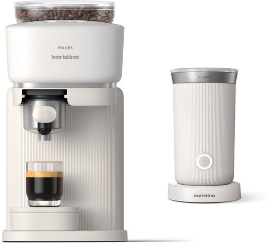 Philips Baristina + Melkopschuimer Bundel - BAR303/00 - Espressomachine - Pistonmachine - Wit(Wit Wit)