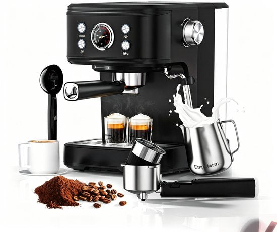 Empstorm Volautomatische koffiemachines 2 in 1 huishoud koffiemaker - Capsule And Powder halfautomatische espressomachine - melkopschuimer- 20 bar druk- 1100W, voor cappuccino en latte macchiato thuis en kantoor