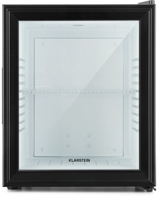 Klarstein Minibar Barmodel Koelkast - 23 Liter - glas - 0dB - Zwart - Minikoelkast - 5-15°C - voor Hotelkamer voor Kantoor - Stil Compact - Mini Fridge Kleine Koelkast Hotelkoelkast Drankkoeler Compact Koelkast