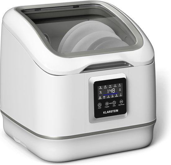 Klarstein SilentScrub tafelmodel vaatwasser - compacte en draagbare tafelmodel vaatwasser voor 3 couverts, 7 programma's en digitaal touchscreen - stille werking met 55 dB
