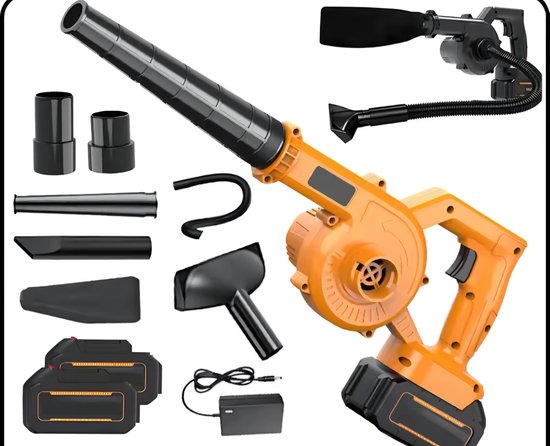 Merkloos / Sans marque 2-in-1 Accu Bladblazer Stofzuiger 18V – Borstelloze Motor – Inclusief 4.0Ah Accu Snellader – Lichtgewicht Krachtig