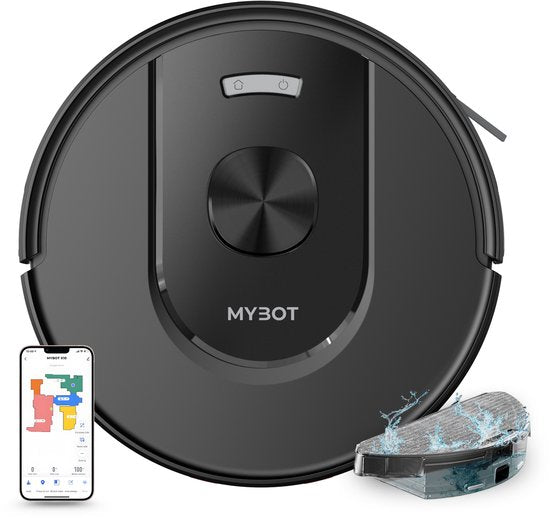MYBOT X10 - Robotstofzuiger Met Dweilfunctie - 6000PA Zuigkracht - Ideaal voor Huisdierharen – Laadstation – LiDAR Navigatie(X10)