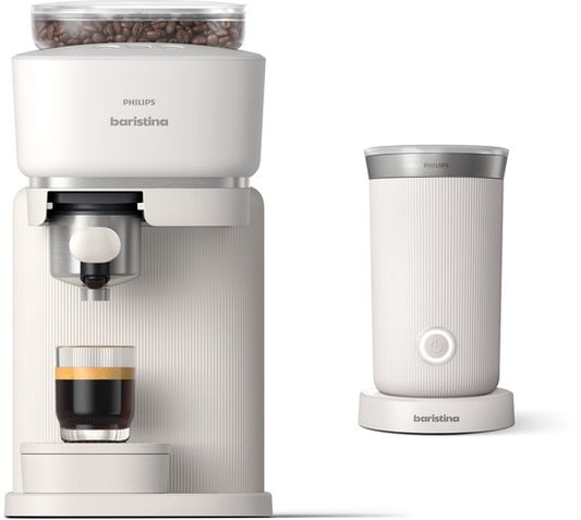Philips Baristina + Melkopschuimer Bundel - BAR303/00 - Espressomachine - Pistonmachine - Wit(Wit  Wit)