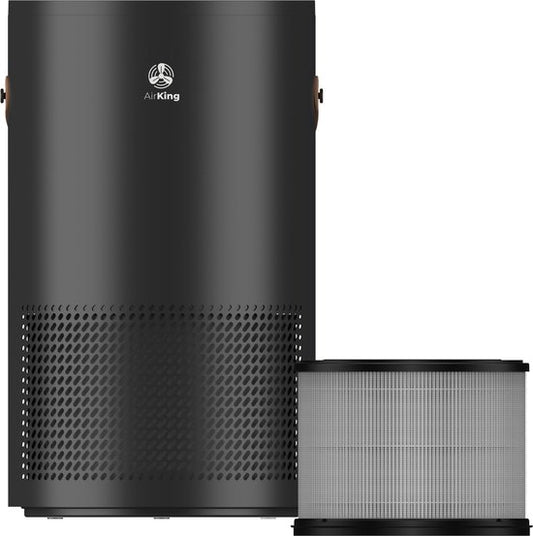AirKing Luchtreiniger HEPA 13 + koolstoffilter, UV-C filter, Ionisator - Air Purifier tegen huisstofmijt, hooikoorts, allergie en stof - 230 m³/u(Zwart)