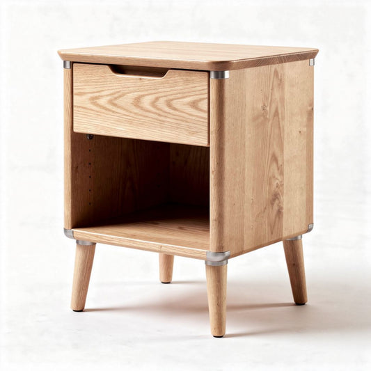 Houten nachtkastje met lade en open opbergruimte 40 x 40 x 50cm