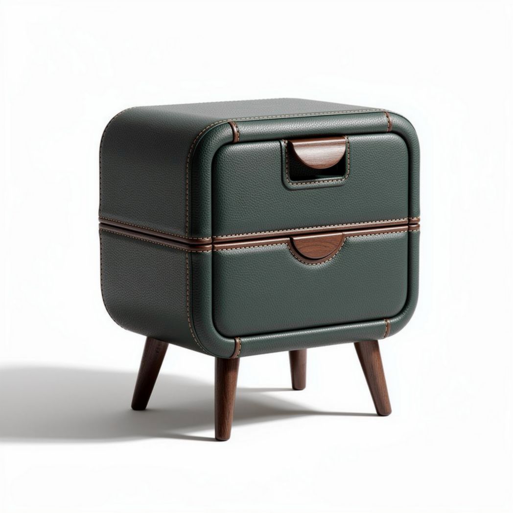 Opbergkast van kunstleer met houtskelet en handvat 40 x 30 x 35cm groen