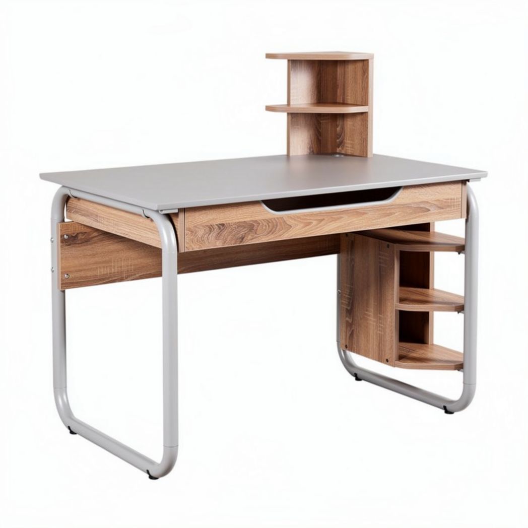Bureau met opbergruimte van hout en metaal 120 x 60 x 75cm