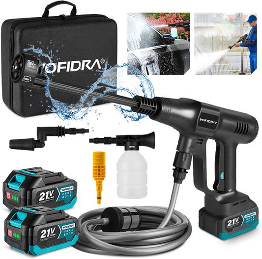Yofidra Accu Hogedrukreiniger - 70 bar - Mobiele Hogedruk-waterpistool - Hogedrukspuit - 246 l/h - Terrasreiniger - voor auto  balkon(Accu Hogedrukreiniger)