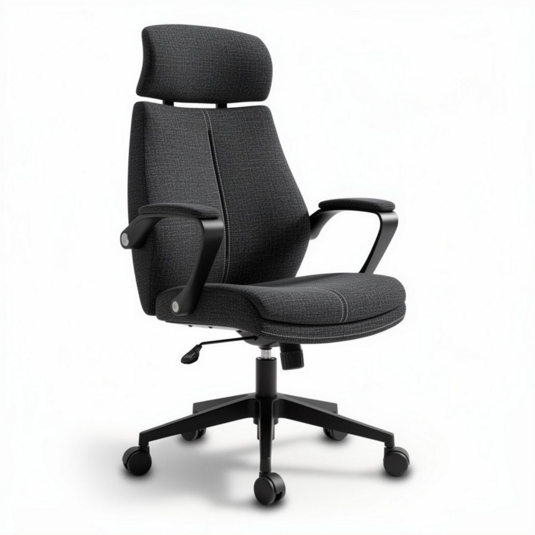 Ergonomische bureaustoel met verstelbare rugleuning en armleuningen zwart stof 60 x 60 x 100cm
