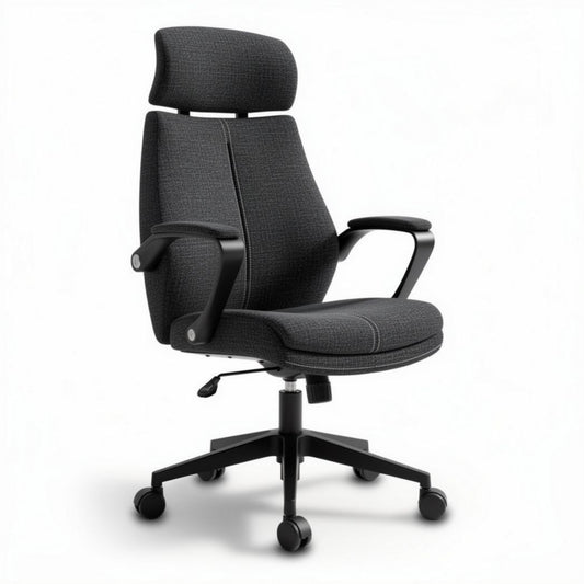 Ergonomische bureaustoel met verstelbare rugleuning en armleuningen zwart stof 60 x 60 x 100cm