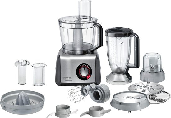 Bosch MultiTalent 8 MC812M844 - Foodprocessor - Zwart/RVS(Citruspers， Kloppers/garde， Hakmolen， Blender， Snij- en raspschijven， Kneedhaak/RVS， Zwart)
