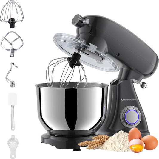 KitchenBrothers Keukenrobot - Keukenmachine - 6,2L Mengkom - 1800W - Keukenmixer - Aluminium - Antraciet(Antraciet， 1800W)
