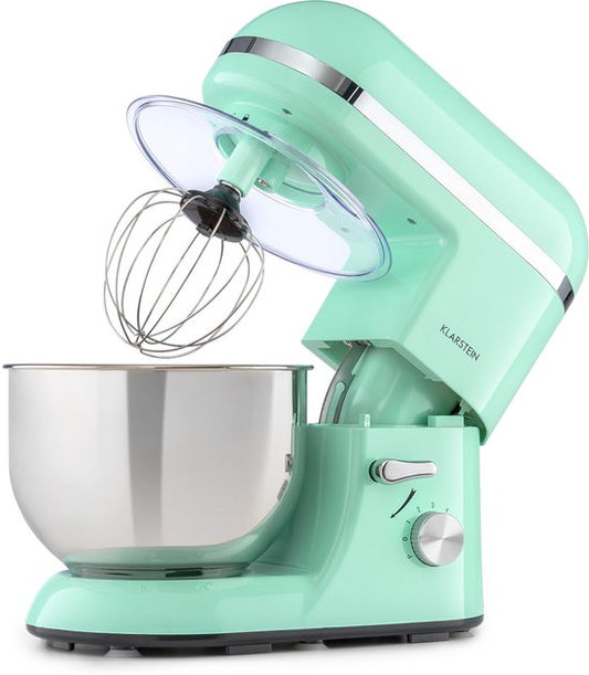Klarstein keukenmachine, kneedmachine met 5L kom, professionele keukenmachine van 2000W met deeghaak en garde, universele keukenmachine met 6 snelheden, deegmachine voor roeren, kneden en kloppen.(Mint)