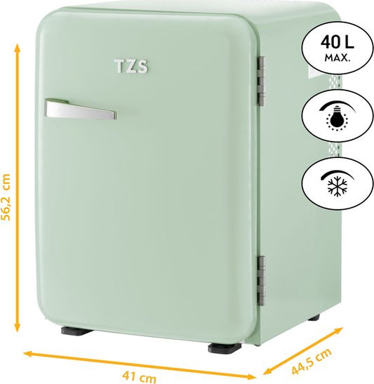 TZS FIRST AUSTRIA TZS First Austria Mini koelkast - Minibar - 40 liter - Vrijstaand - Volledig stil 22dB - Retro - Groen(Groen)