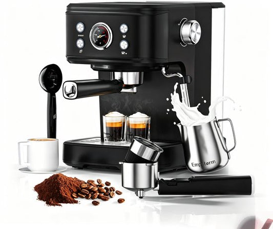 Empstorm Volautomatische koffiemachines 2 in 1 huishoud koffiemaker - Capsule And Powder halfautomatische espressomachine - melkopschuimer- 20 bar druk- 1100W, voor cappuccino en latte macchiato thuis en kantoor