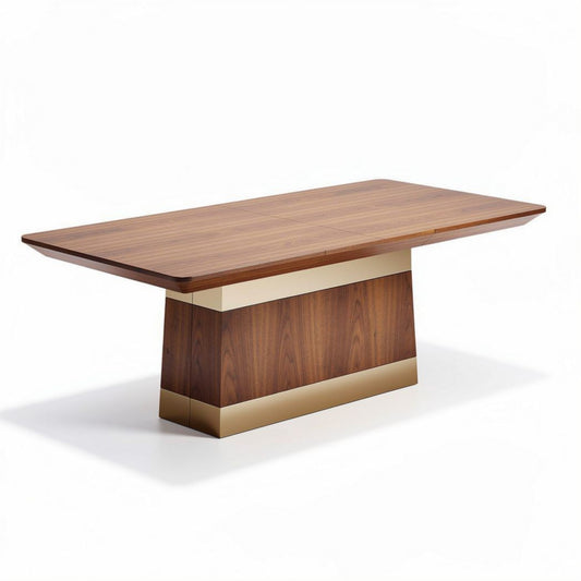 Tafel van polymeer met afgeronde hoeken en kolomvormige poten beige 150 x 75 x 75cm