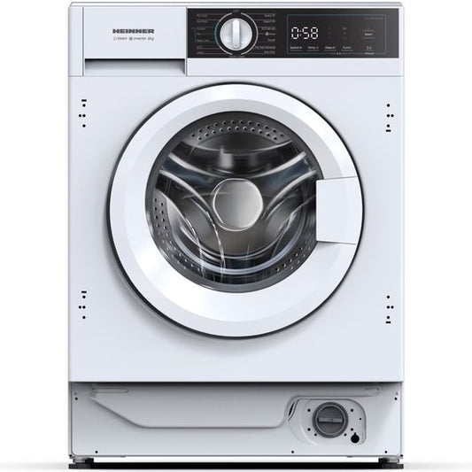 Heinner HWM-BI814IVA+++ Inbouw Wasmachine 8 kg – Stoomfunctie – Digitaal Display – 1400 tpm – Energieklasse A – Inverter – Trommelreinigingsprogramma – Wit – 5 Jaar Garantie