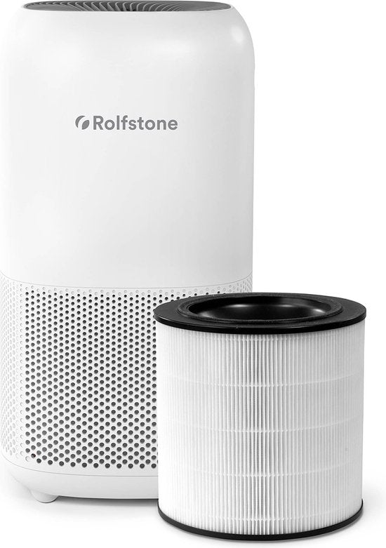 Rolfstone Air Balance XL Luchtreiniger – HEPA 13 + koolstoffilter – CADR 460 m³/u – Voor ruimtes tot 144 m² – Vermindert stof en pollen – 3 standen + turbo + slaapstand + automatische stand – Luchtkwaliteitsindicator(450)