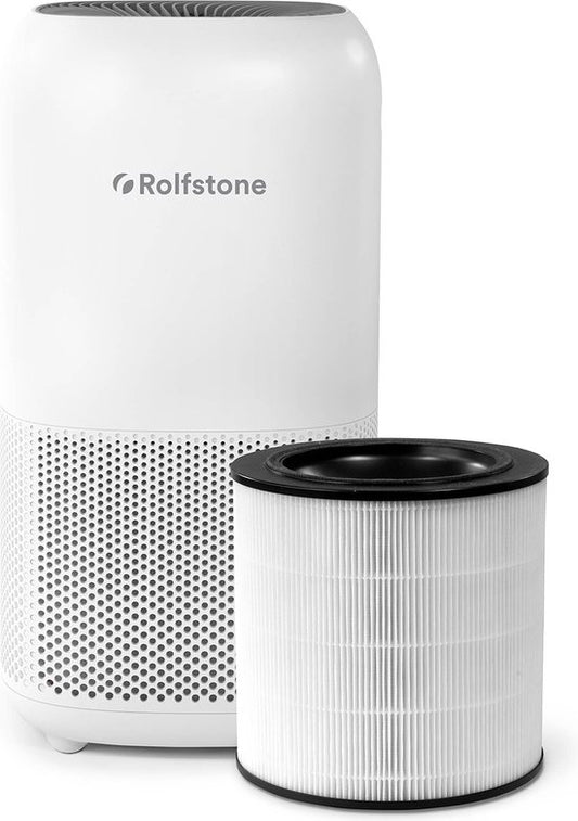Rolfstone Air Balance XL Luchtreiniger – HEPA 13 + koolstoffilter – CADR 460 m³/u – Voor ruimtes tot 144 m² – Vermindert stof en pollen – 3 standen + turbo + slaapstand + automatische stand – Luchtkwaliteitsindicator(450)
