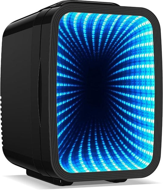 Merkloos / Sans marque Mini koelkast 4L – Stille mini fridge met RGB-verlichting – Koelen  warmhouden – Voor 6 blikjes – AC/DC draagbare koelkast voor gaming, kantoor, auto  huidverzorging
