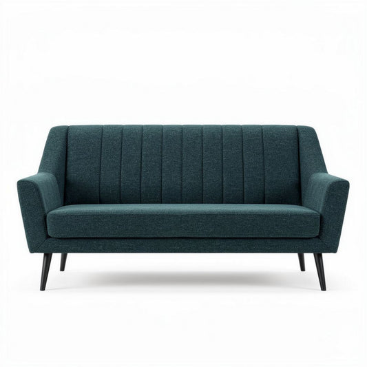 Lederen bank in teal met gestreepte rugleuning 180 x 80 x 85cm