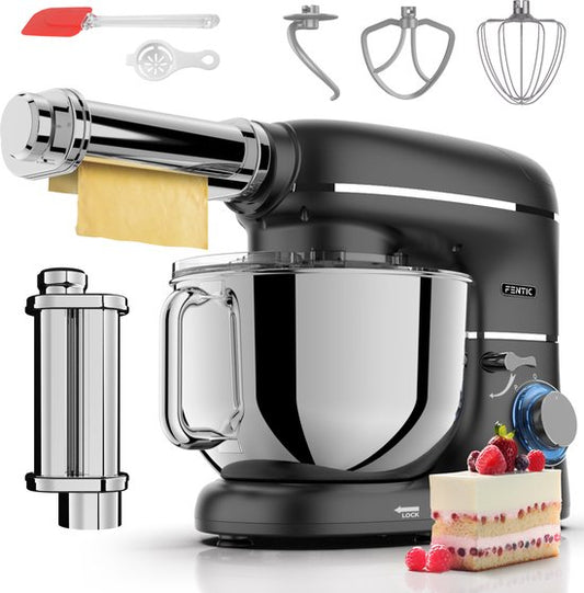 Fentic Keukenmachine - 2000W - Keukenrobot - Incl. Pastaroller en extra accessoires - 6,2L Mengkom - Foodprocessor - Pastamachine - Zwart(Mat zwart)