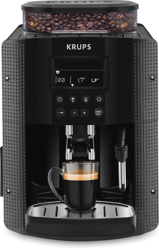 Krups Essential EA8150 - Volautomatische Espressomachine - Thermoblock-systeem - Personaliseren en Favorieten Opslaan - Zwart - Koffiemachine met bonen(Stoompijpje)