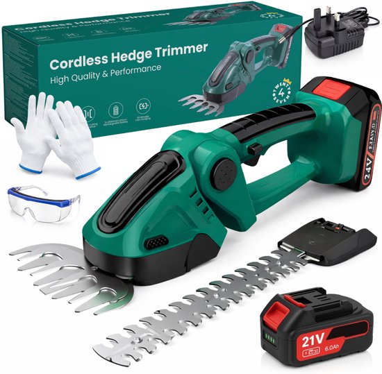Twenty4seven® Elektrische Heggenschaar met Accu - Inclusief Buxusschaarmes  Grasschaarmes - Draadloze Snoeischaar  Grasschaar